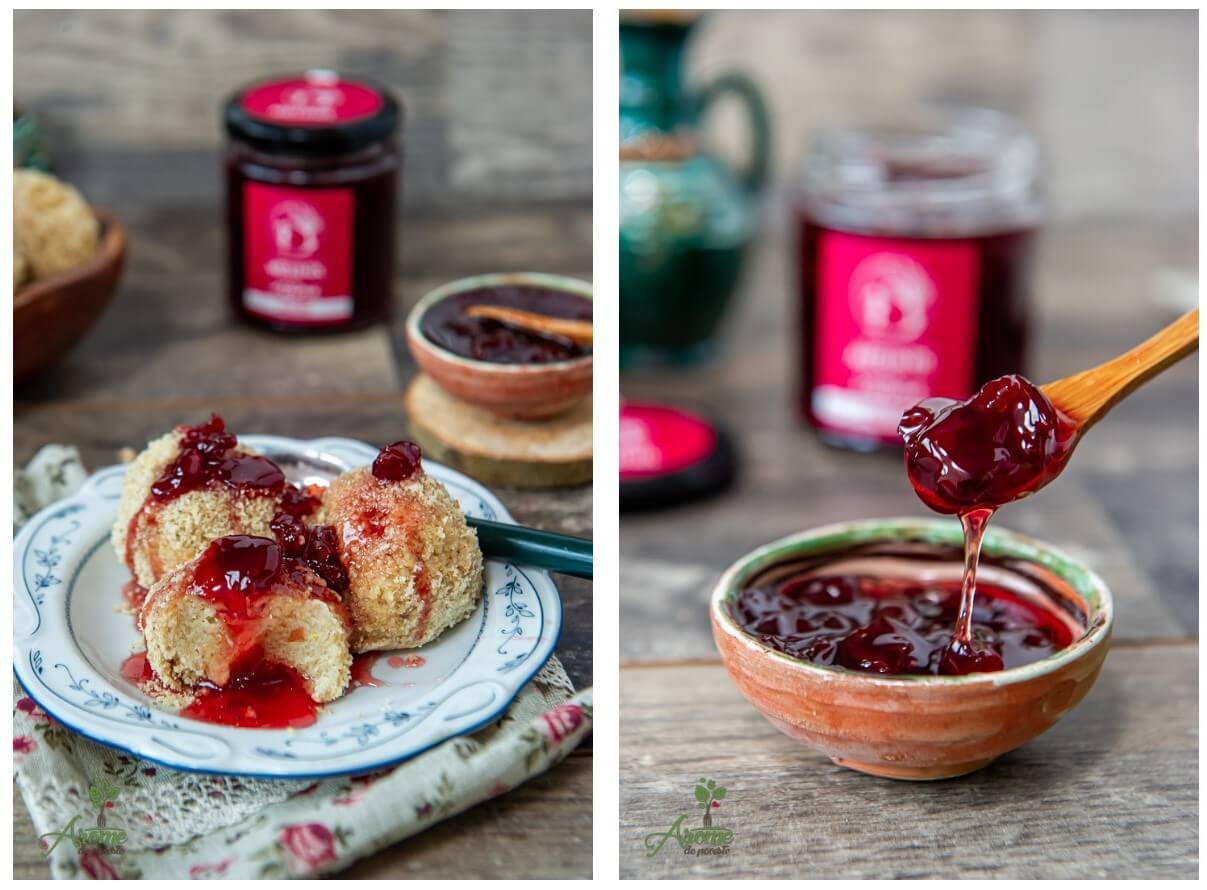 Papanasi fierti cu branza, nuca si melinis de visine – fara zahar