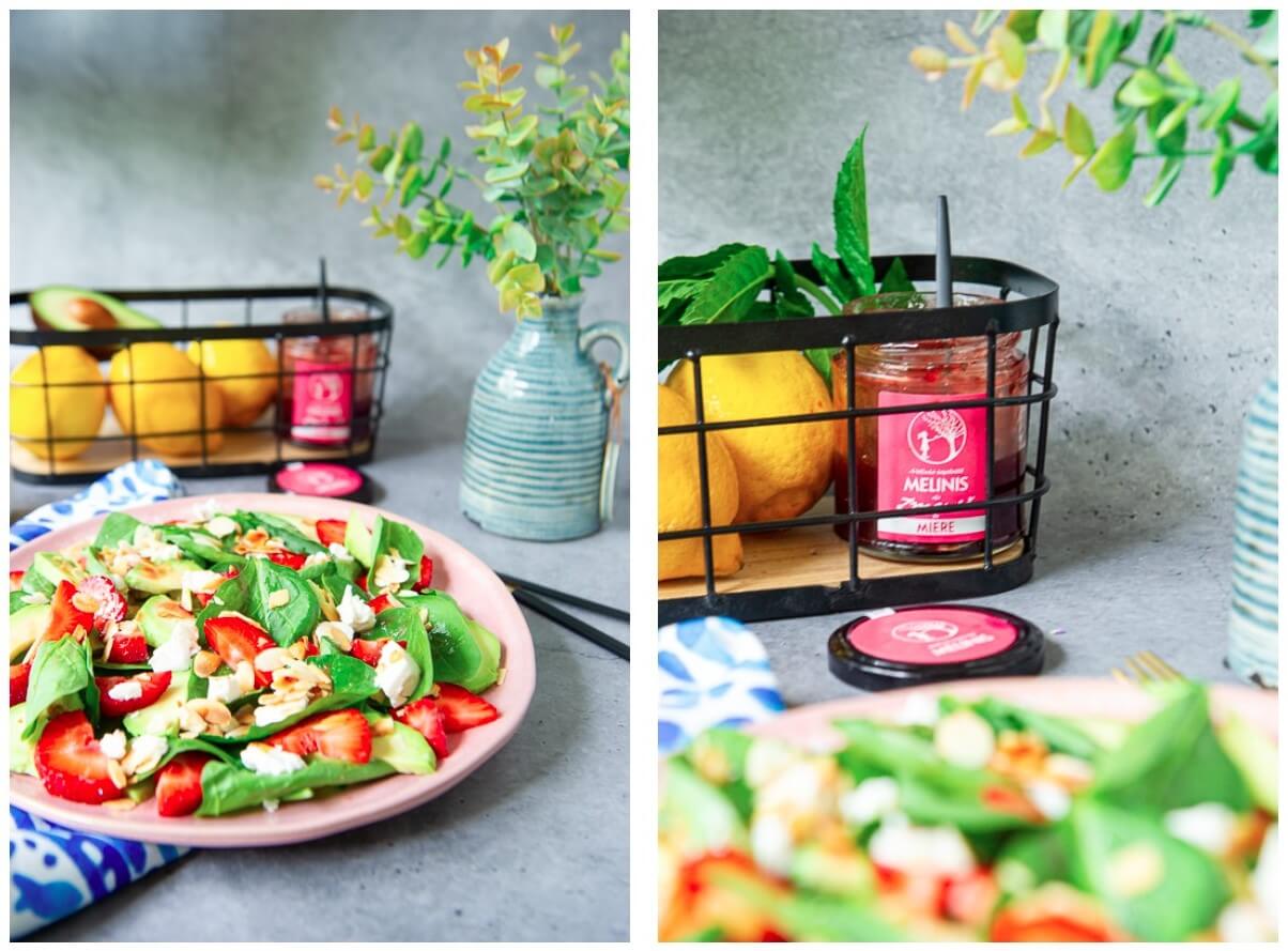 Salată cu spanac, căpșuni, avocado și Melinis