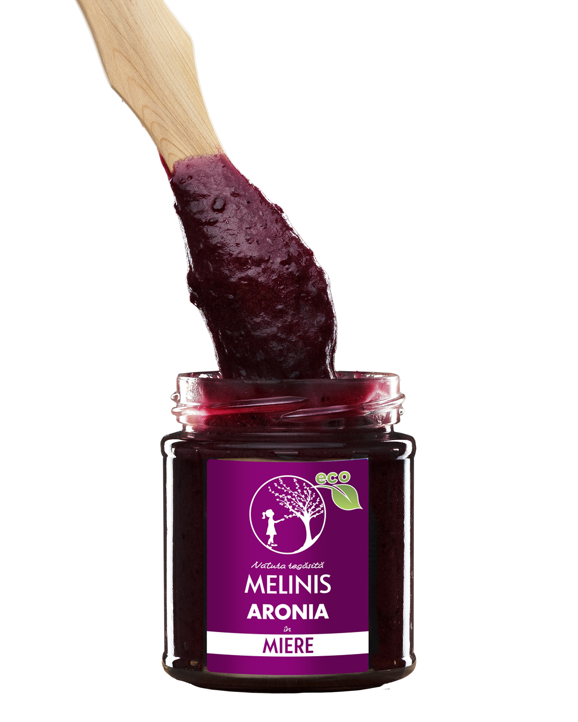 Melinis de Aronia - Miere de salcâm cu fructe ecologice de aronia românească, cremoasă, eco, 250 g