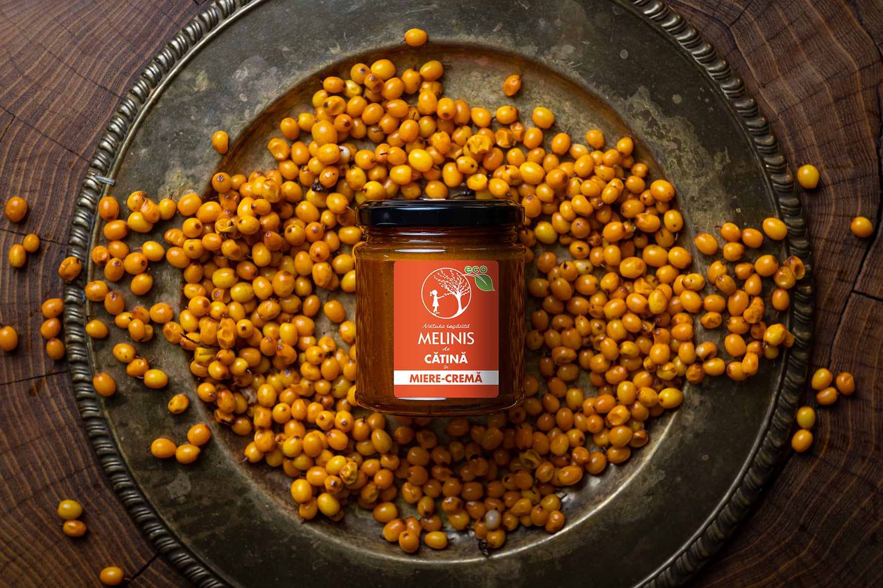 Melinis de Cătină Cremă - Miere polifloră ecologică cu cătină crudă, foarte fină și catifelată, eco, 250 g