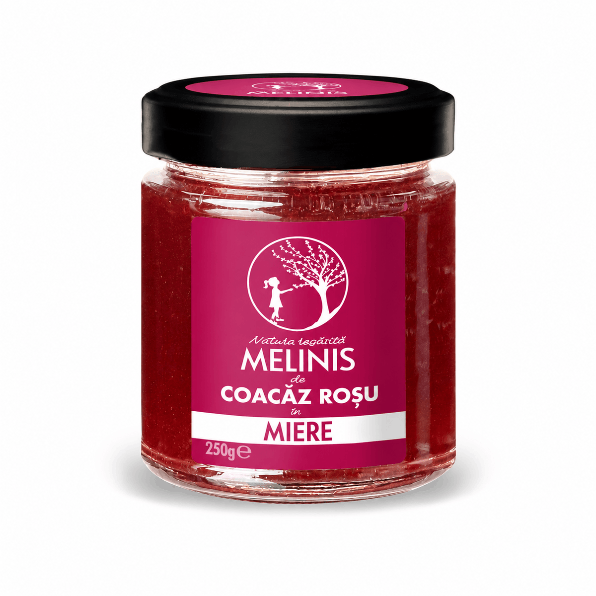 Melinis cu Coacăz Roșu - Miere de Salcâm cu Coacăz Roșu (Ribes rubrum), 250 g
