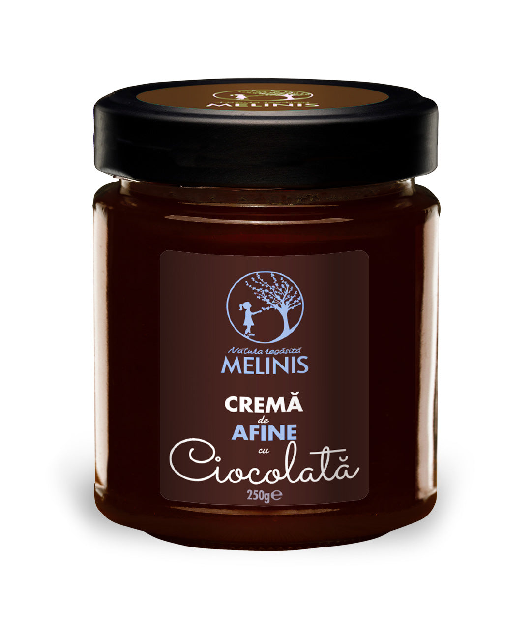 Melinis Afine cu Ciocolată Bean-to-Bar - Cremă tartinabilă din miere crudă, afine sălbatice ecologice și ciocolată 100% cacao