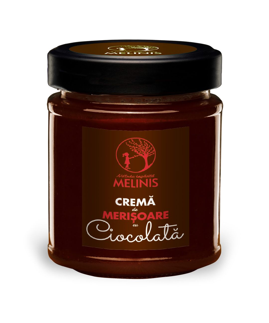 Melinis Merișoare cu Ciocolată Bean-to-Bar – Cremă tartinabilă din miere crudă, merișoare crude și ciocolată 100% cacao, 250g