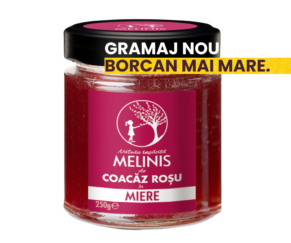 Melinis cu Coacăz Roșu - Miere de Salcâm cu Coacăz Roșu (Ribes rubrum), 250 g