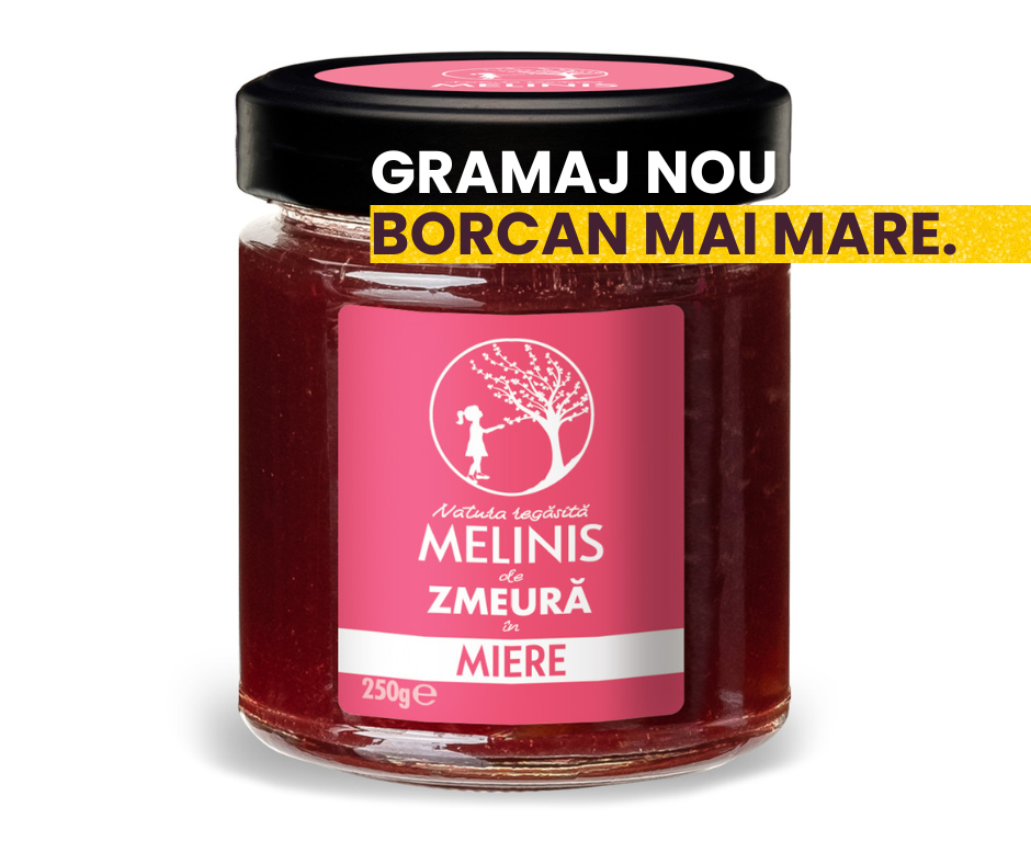 Melinis de Zmeură - Miere de salcâm cu zmeură românească, artizanal, 250 g