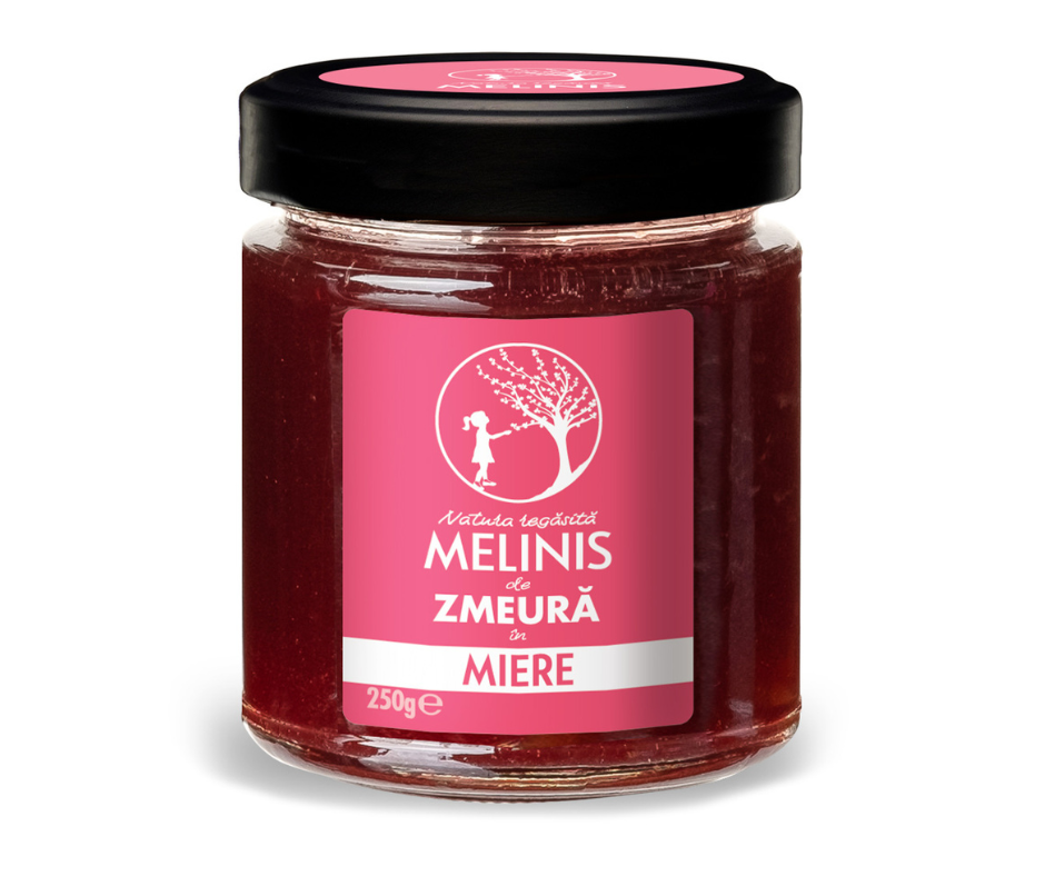 Melinis de Zmeură - Miere de salcâm cu zmeură românească, artizanal, 250 g