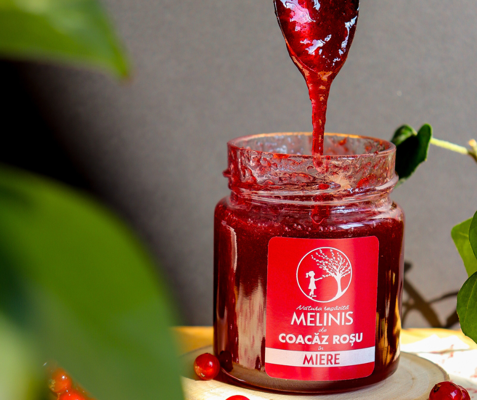 Melinis cu Coacăz Roșu - Miere de Salcâm cu Coacăz Roșu (Ribes rubrum), 250 g