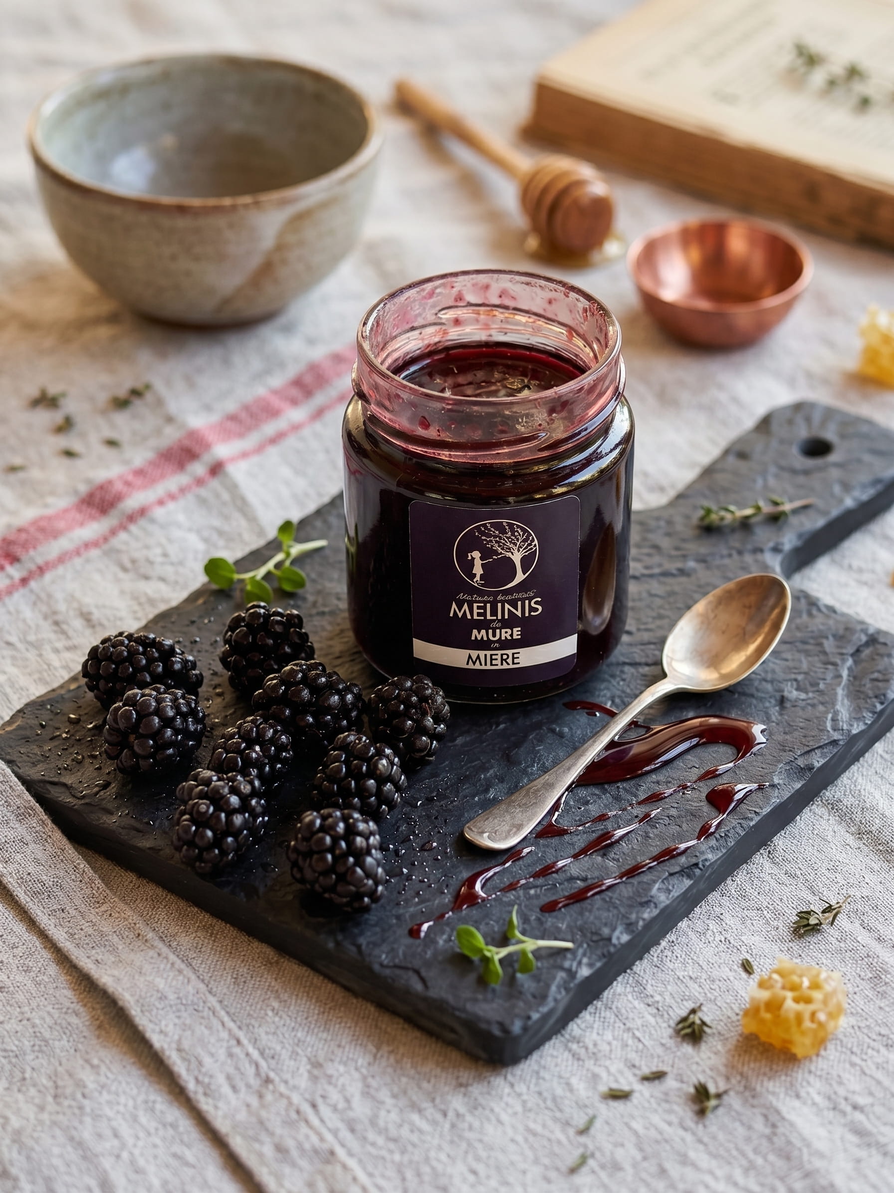 Melinis cu Mure – Miere de Salcâm cu Mure Crude, Artizanal, 250 gr