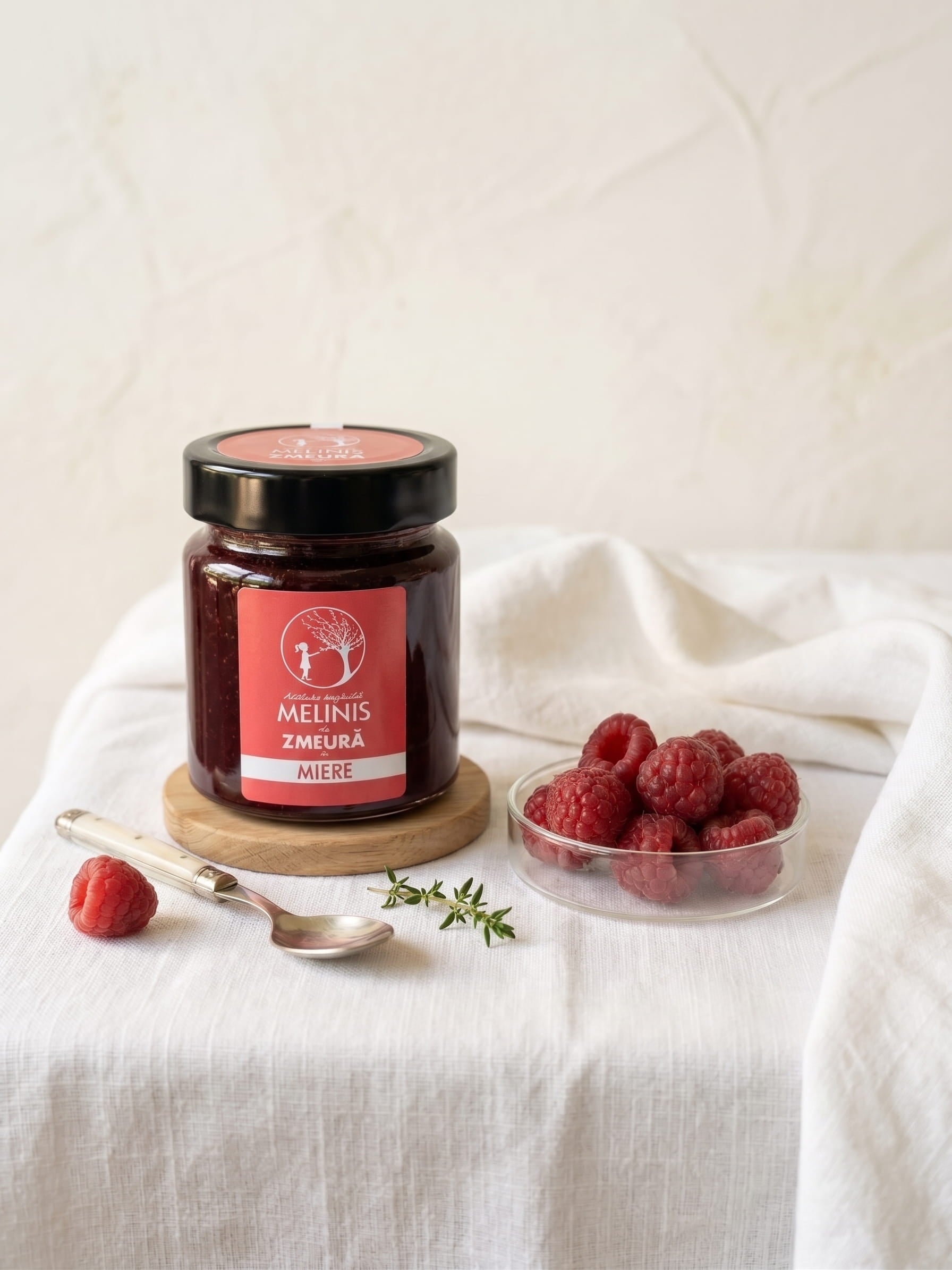 Melinis de Zmeură - Miere de salcâm cu zmeură românească, artizanal, 250 g