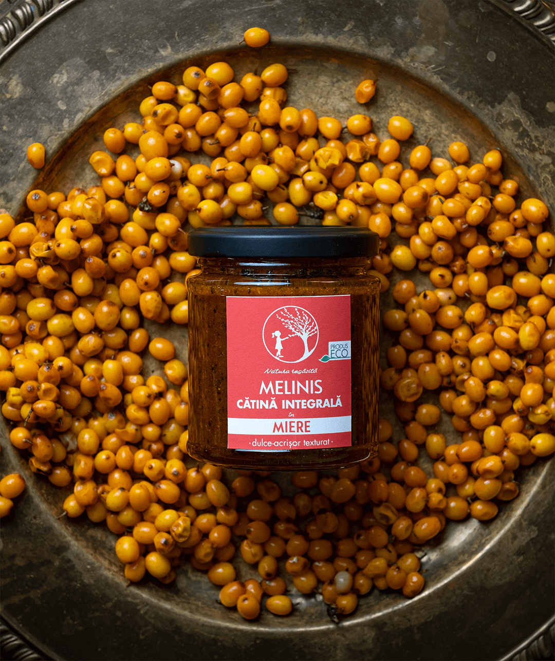 Melinis de Cătină Integrală – Miere de salcâm cu cătină ecologică românească, eco, 230 g