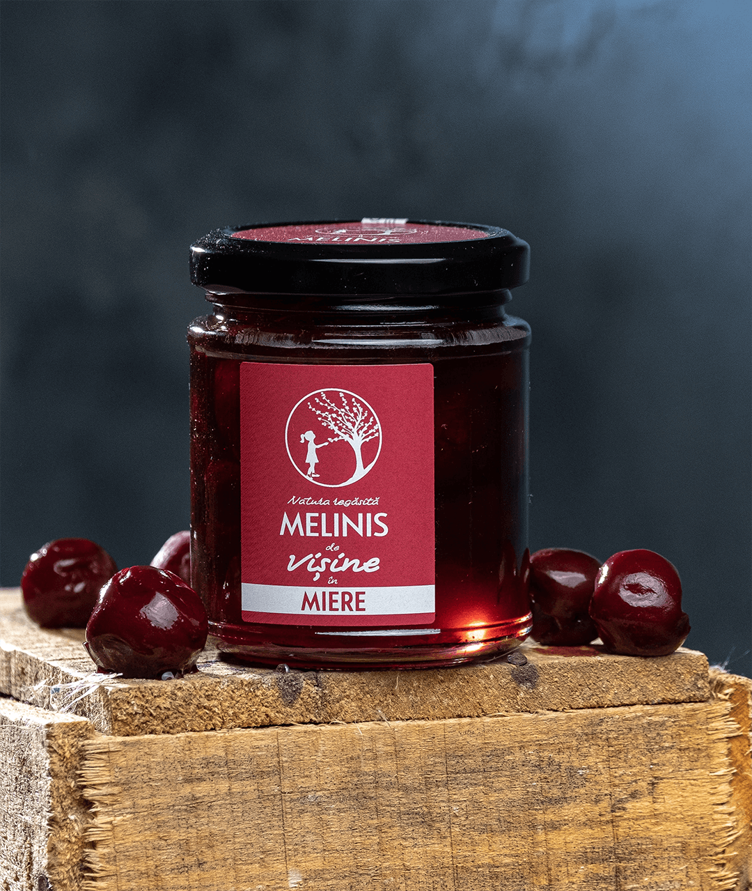 Melinis de Vișine - Miere de salcâm cu vișine românești, artizanal, 250 g