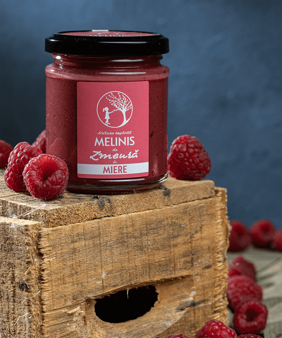 Melinis de Zmeură - Miere de salcâm cu zmeură românească, artizanal, 250 g