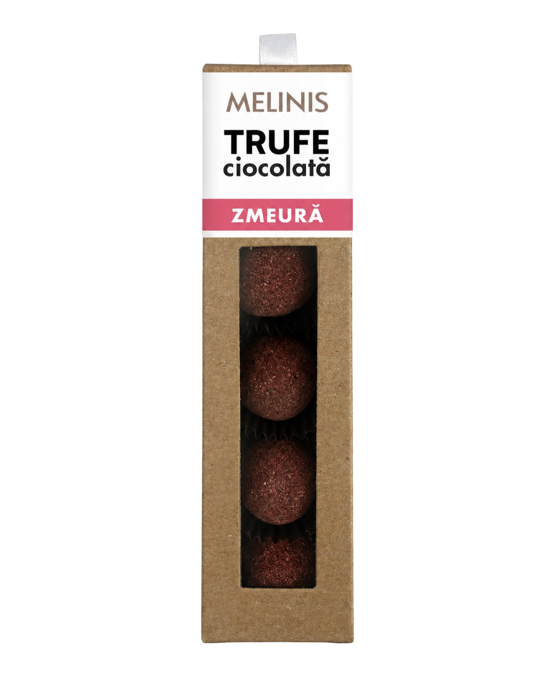 Melinis Trufe de Zmeură și Ciocolată – Trufe din miere de salcâm, zmeură și ciocolată neagră bean-to-bar 100% cacao, 50g