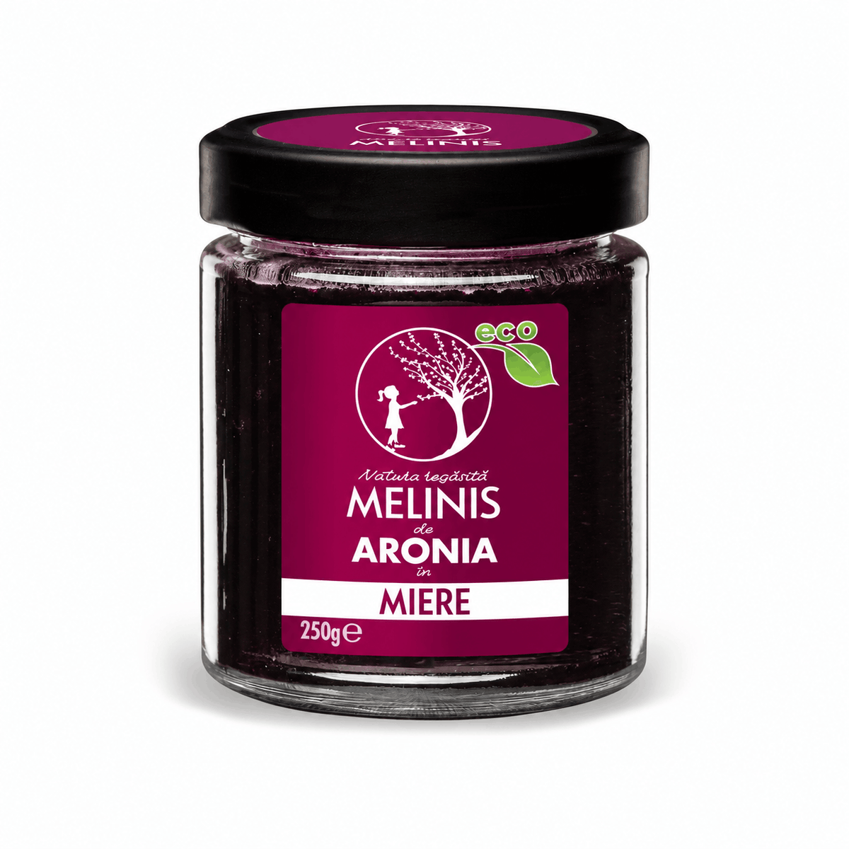 Melinis de Aronia - Miere de salcâm cu fructe ecologice de aronia românească, cremoasă, eco, 250 g