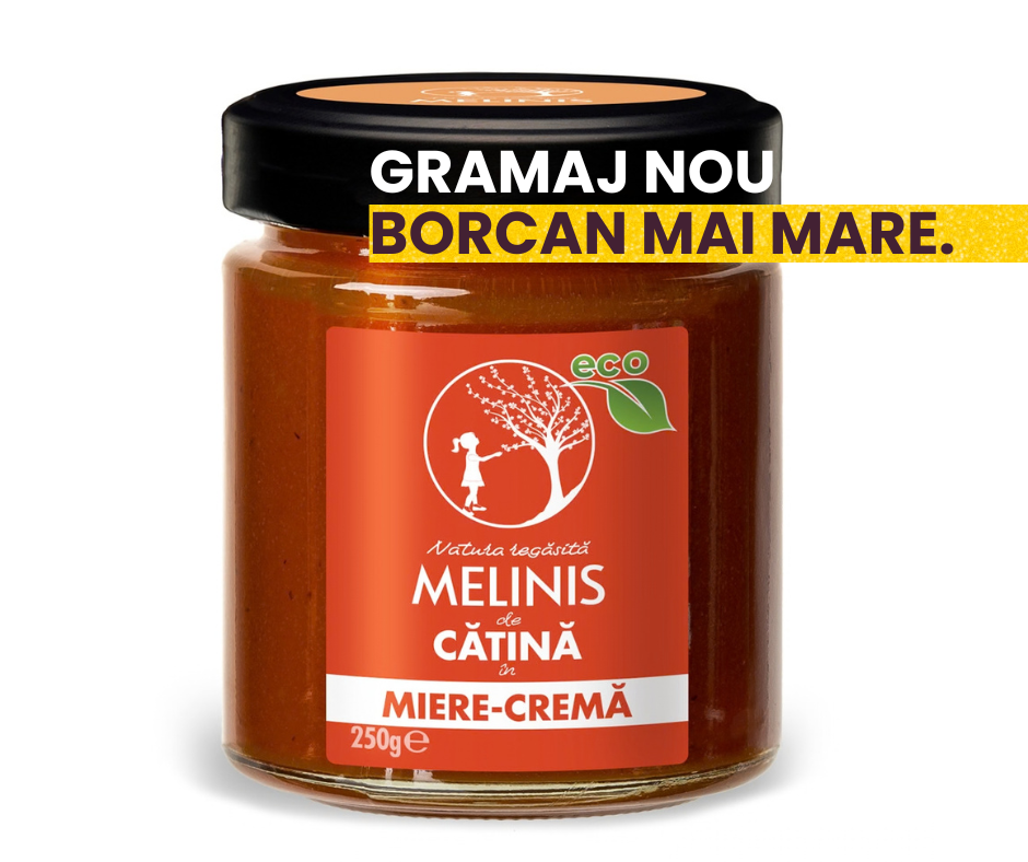 Melinis de Cătină Cremă - Miere polifloră ecologică cu cătină crudă, foarte fină și catifelată, eco, 250 g
