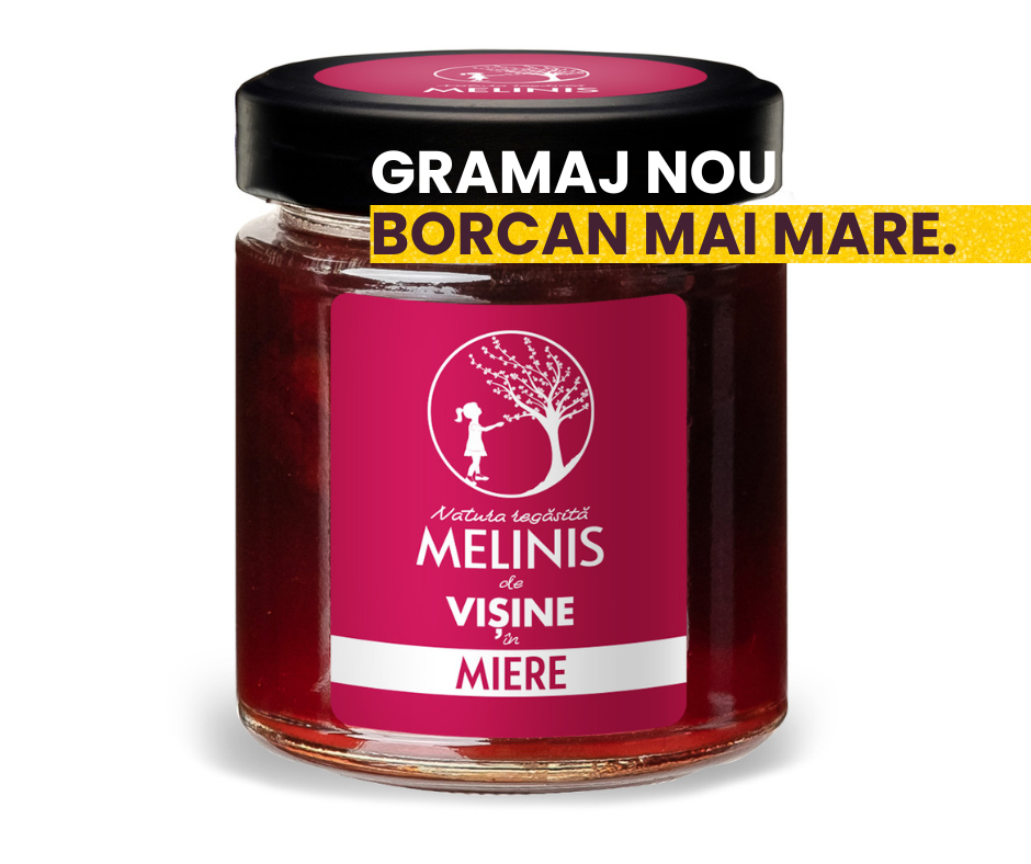 Melinis de Vișine - Miere de salcâm cu vișine românești, artizanal, 250 g