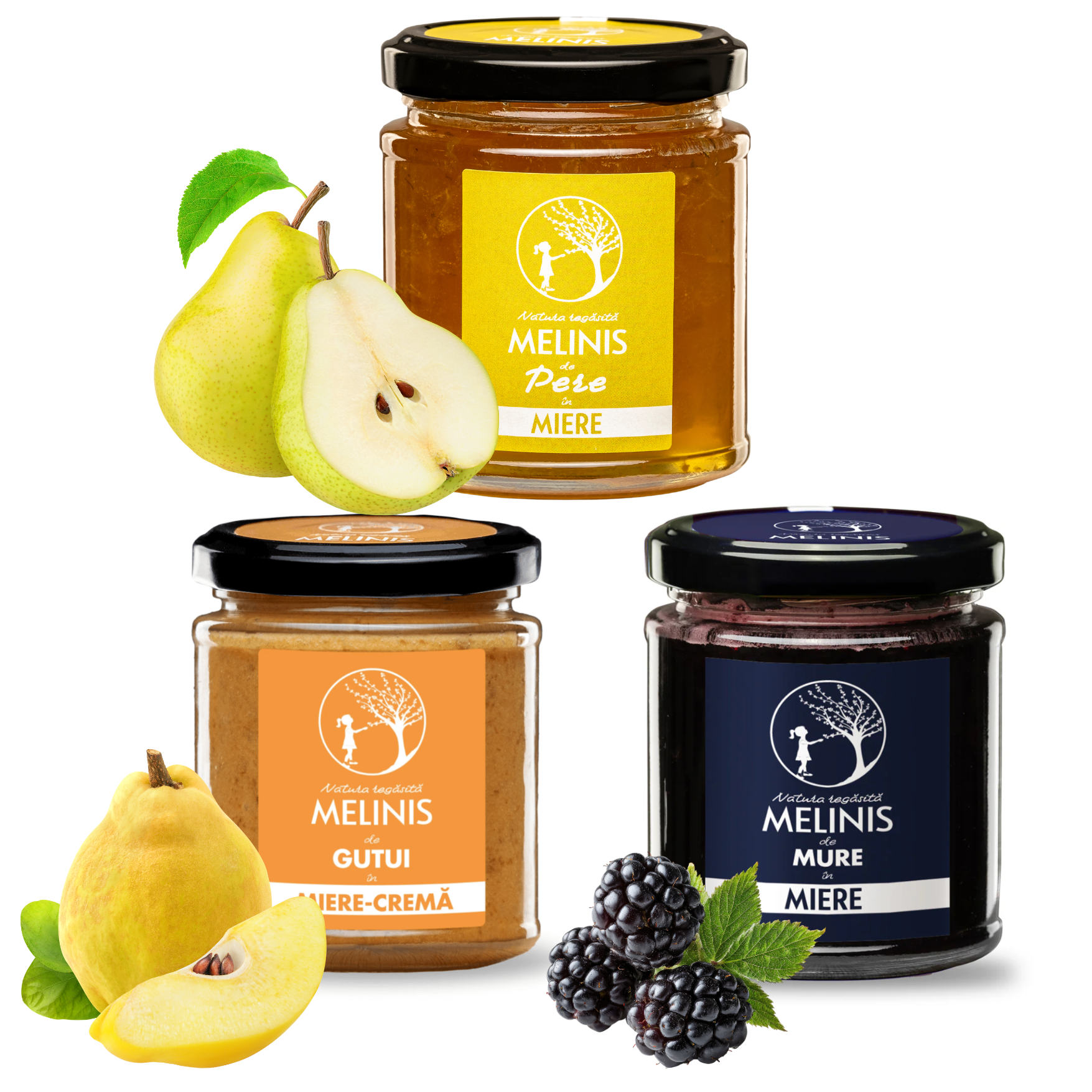 Pachet: Melinis delicat de Pere + Melinis Cremă de Gutui + Melinis de Mure