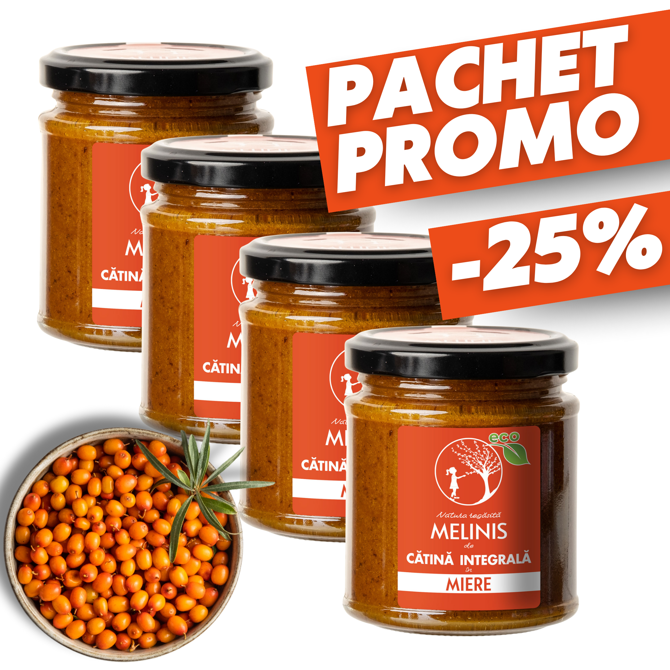 Pachet Promo - 4 X Melinis ECO de catina integrala impuls de energie - 230g