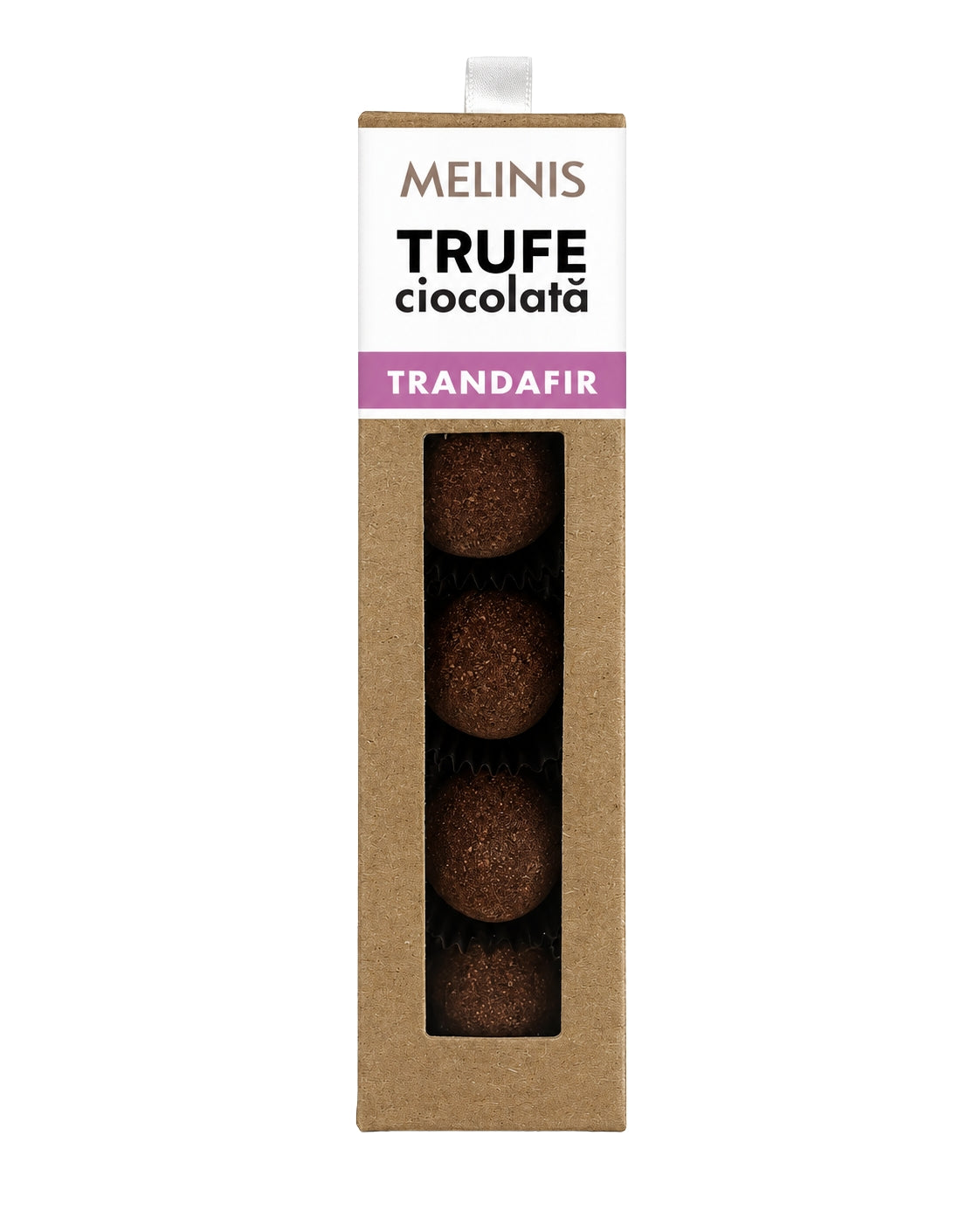 Melinis Trufe de Trandafir și Ciocolată – Trufe din miere de salcâm, petale de trandafir și ciocolată neagră bean-to-bar 100% cacao, 50g